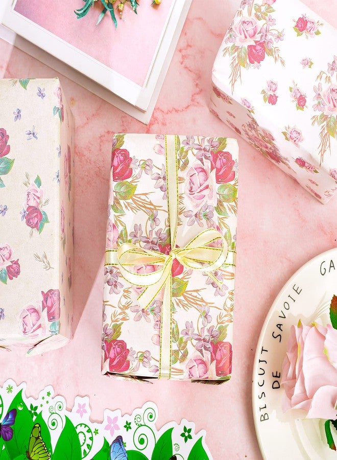 Whaline 12 Sheet Vintage Floral Wrapping Paper Spring Retro Flower Gift Wrap Paper 27.6 x 19.7 Inch Decorative Holiday Folded Art Paper for Birthday Wedding Baby Shower Party DIY Craft Packing - Image 4